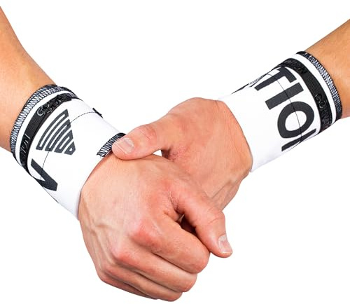 GORNATION Muñequeras Elásticas para Fitness, Calistenia y Levantamiento de Pesas, Soporte de Muñeca para Gimnasio y Entrenamiento de Fuerza, Bandas elásticas de alto rendimiento - 1 Par, Blanco