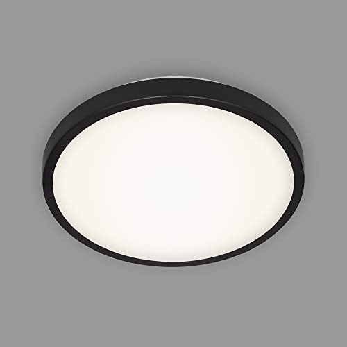 BRILONER - LED Deckenlampe mit neutralweißer Lichtfarbe, 12 Watt, 1300 Lumen, LED Lampe, Deckenleuchte, Wohnzimmerlampe, Schlafzimmerlampe, Küchenlampe, Deckenbeleuchtung, 29x7 cm, Schwarz
