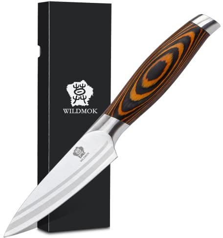 WILDMOK Spelucchino 9 cm, Coltello per frutta e verdura Coltello da cucina Coltello da frutta piccolo Manico ergonomico Acciaio inossidabile tedesco