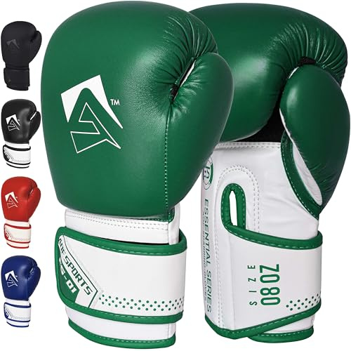 AQF Boxning Handskar För Träning Och MMA Muay Thai Boxningssäck Sparring MMA-Handskar För Kickboxning Fighting & Boxningssäck Med Extra Lager Av Stoppning (12oz, Grönt)
