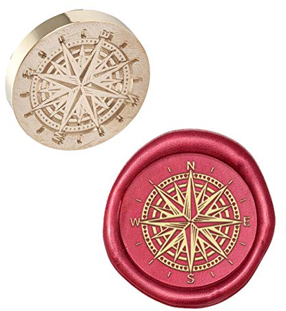 PandaHall Compass Wax Seal Stamp, Versiegelung Wachs Briefmarken Messing Kopf Retro Stempel Kit Für Briefumschlag Party Einladung Weinpakete Geburtstag Verschönerung Geschenk Dekoration