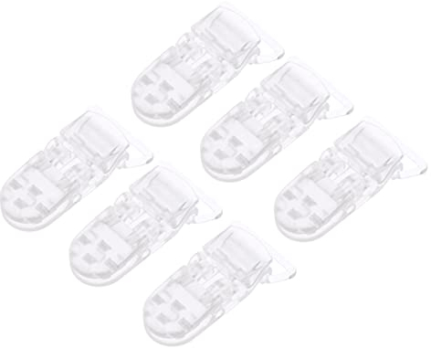 TOYANDONA 25 clips de silicona suave transparente para chupete de bebé con pinzas para chupete de plástico con dientes de agarre con dientes de agarre para chupetes de bebé, clips para baberos