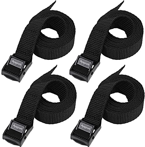 Ayaport Lashing Straps with Buckles Adjustable Cam Buckle Tie Down Cinch Strap for Packing Black 4 Pack