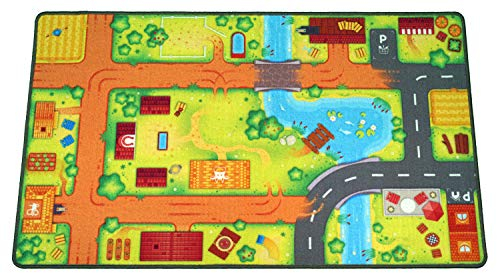 HuggyPlay Spielteppich Bauernhof Kinderteppich 90 x 150 cm