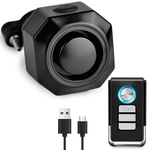 NineLeaf Rechargeable Bicycle Alarm, Attachable Bicycle Security Alarm, Bike Anti-Theft Vibration Alarms Vehicle 110dB Loud Burglar Vibration Motorcycle Mobility Scooter Security System IP65Waterproof