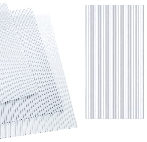 Froadp 4mm d'épaisseur Set de Plaques Alvéolaires, 1210x605mm Plaques à Double Paroi en Polycarbonate, 14pcs Transparent Panneau de Serre Résistant aux UV et Intempéries pour Serre de Jardin Modélisme