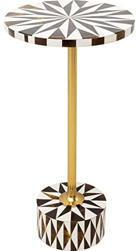 Kare Design Beistelltisch Domero Star, Weiß/Braun, 25cm Durchmesser, Couchtisch, Wohnzimmer, Nachttisch, Rund