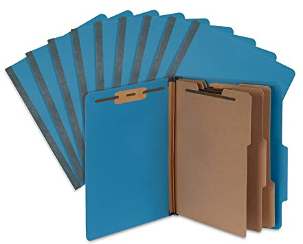Blue Summit Supplies Dark Classification Folders, 3 Dividers, Letter Size with 2 Inch Tyvek Expansions, Use for Organizing Medical Records & Client Files, Great as Lease Folders, 10 Pack