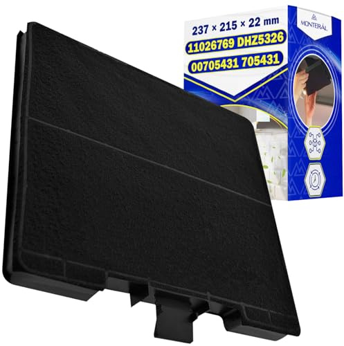 Aktivkohlefilter für Dunstabzugshaube 230 x 213 x 23 mm 00705431 11026769 DHZ5326 00703595 DHZ5325 LZ53250 LZ53251 Z5101X1 für Bosch für Gaggenau für Bauknecht Garantie 10 Jahre - MONTERAL