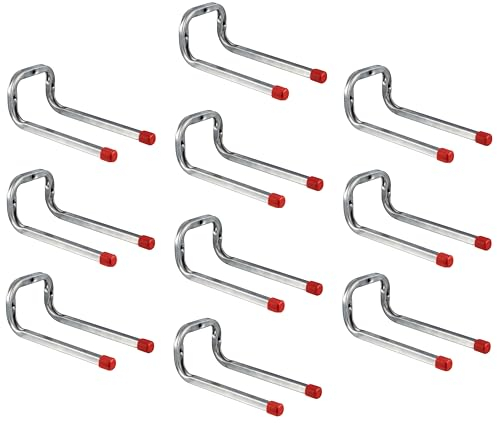 Gedotec Wandhalterung - Doppel-Wandhaken zum Schrauben Stahl verzinkt | 10 Stück Gerätehaken 200 x 80 mm inkl. Befestigungsmaterial | Allzweckhaken aus Metall | Wandhalterung Garage | Wand-Montage