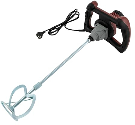 Agitatore per malta, 1600 W, 0 – 720 giri/min, con asta di 60 cm, 2 spazzole di carbone, 2 chiavi inglesi, betoniera, per cemento, cemento, cartongesso, malta