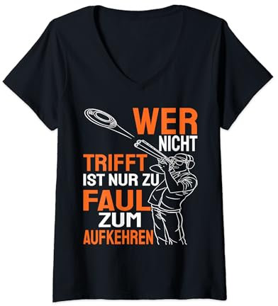 Damen Wurftauben Tontaubenschießen Sportschießen Schütze Tontauben T-Shirt mit V-Ausschnitt