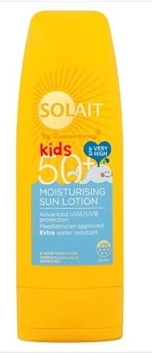 Solait Kids Moisturising Sun Cream SPF50+ 200ml - Extra water resistant - Paediatrician approved - Extra water resistant - 24 Hour Hydration