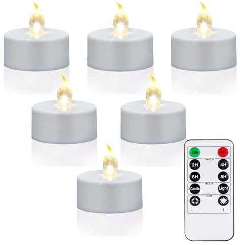 Lot de 24 Bougies Chauffe-Plat LED Sans Flamme Avec Télécommande et Minuterie - Vacillantes, Alimentées Par Piles, Électriques Pour Le Vœux