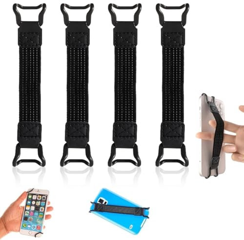 Correa de Mano para 6-8 eReaders Fire Tableta - E-Book Tableta, Alta Elasticidad Ligera Versátil Correa de Mano Agarre de Dedo 4-Piezas, Negro strap funda pulgadas paperwhite