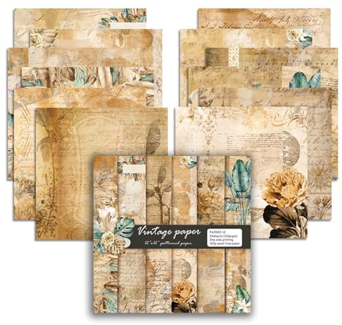 Decoupage Paper Sheets, 24Pcs Scrapbook Paper, Vintage Pattern Papers Set, Decoupage Papers for Furniture, Card Making, Journaling, Gift Wrapping | Scrapbook Accessories for Craft, Album, Collage