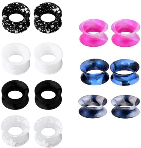 APMGONT 7 Paires Tunnel Oreille Plugs d'Oreille en Silicone Flexible Coloré Plug en Silicone 4-20mm Écarteur d'Orielle en Silicone Tunnels de Chair (Mélange de couleurs, 4mm)