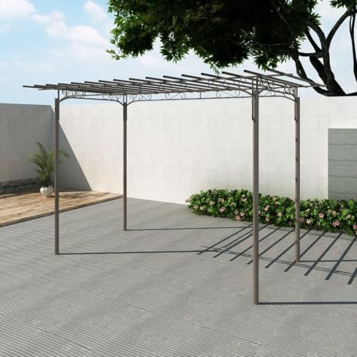 CIOURSTO Tonnelle de Jardin Exterieure en Acier - Pergola Arche avec Chapiteau, Tonnelle Pergola pour Exterieur