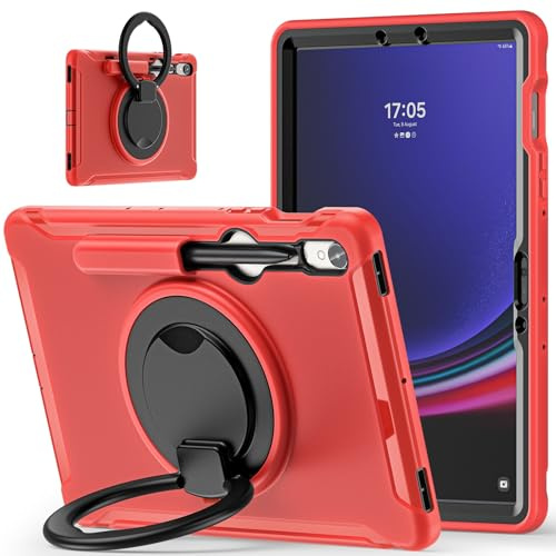 XNCVBD Resa på surfplatta för Samsung Galaxy Tab S10 Lite/Tab S10FE X520 X526B(2025) fodral, heltäckande skyddande rugged hybrid stötfångarskydd med handtagsgrepp, svängstativ (rost)
