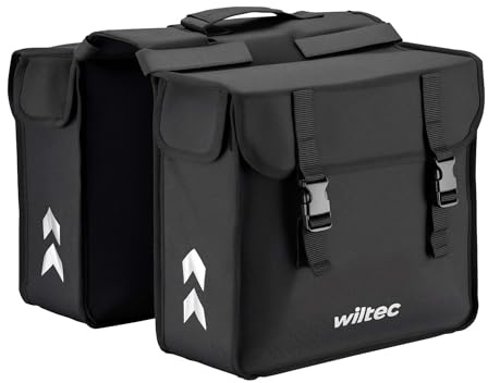 Wiltec Doppel Gepäckträgertasche 35 x 13 x 30 cm, Fahrradtasche Gepäckträger 30 l Stauraum, wasserresistente Fahrrad Tasche, Gepäcktasche leichte Handhabung