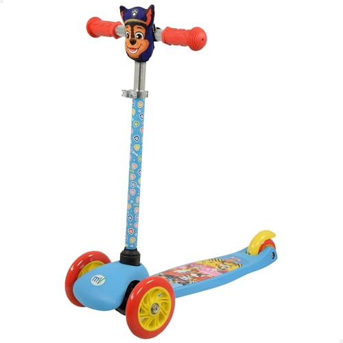 La Patrulla Canina Chase Patinete Infantil 3 Ruedas, Licencia Oficial, Bolsito Delantero, Estructura metálica, Plataforma Antideslizante, Diseño Chase, Actividades Exterior, +2 años (77752)