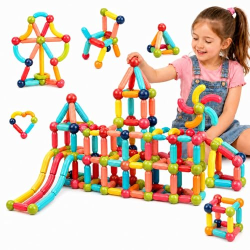 JICIKI 64 mattoncini magnetici per bambini, puzzle magnetico 3D