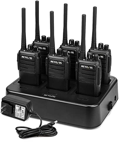 Retevis RT21 2 Way Radio Long Range, Walkie Talkies for Adults, Heavy Duty Rechargeable Two Way Radios with Six-Way Charger, for Manufacturing Education(6 Pack)