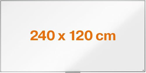 Nobo 1915466 - Pizarra Magnética de Acero, 240 x 120 cm, para Notas Borrables en Seco con Marco de Aluminio y Bandeja para Rotuladores, para Montar en la Pared, para Oficina, Hogar o Aula