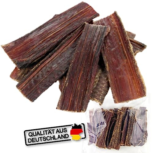 MERVELA Premium Rinderdörrfleisch für Hunde, 500g - Natürlicher Kausnack, 100% Rindfleisch, Getrocknete Leckerli aus Deutscher Herstellung