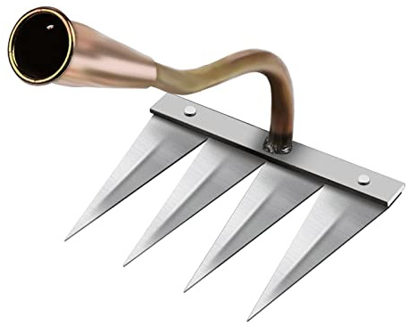 Sharplace Creuse en Acier trempé, Jardin Portable, désherbage, Jardinage, Outil de désherbage, râteau de désherbage pour de, Cuivre à 4 Dents