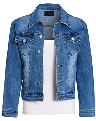 SS7 Veste en Jean Fille Délavé Stretch