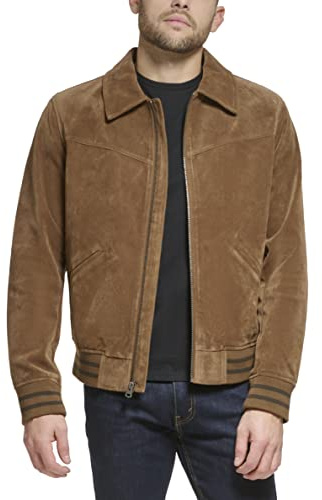 Levi's Men's Faux Suede Varsity Bomber Jacket, Cognac, X-Large