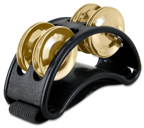 EASTROCK Tambourin à pied - Instrument de musique - Avec grelots en acier - Pour jouer de la guitare - Noir