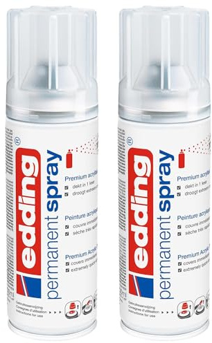 EDDING Lot de 2 Sprays Permanent 5200 Vernis Brillant 200ml, Fixe et Proyège la Peinture