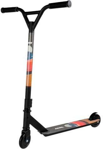 MUWO Halfpipe Stunt Scooter - Robuster Tretroller für Action und Tricks. Mit Rutschfester Trittfläche, Flexibler Rückradbremse und 360° Lenkung. Ideal für Kinder und Erwachsene. (Rot)