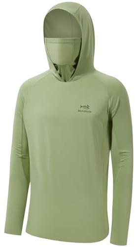 Bassdash UPF 50+ Camisa de Pesca de Manga Larga para Hombre con máscara UV Cuello Polaina con Capucha