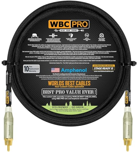 4 Foot - WBC-PRO-Quad Ultra-Silent, Ultra-Flexible, Star-Quad Center-Channel, Subwoofer Cable with Amphenol ACPR-SWH Die-Cast, Gold Plated RCA Connectors & Black Tweed Jacket – Directional Design