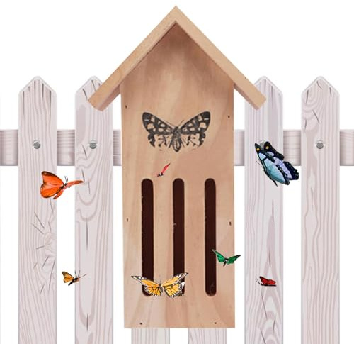 Maison à papillons, maisons à papillons pour le jardin | Maison à papillons et mangeoire en extérieur – 11,2 x 3,9 x 3,2 pouces grande maison papillon au sol ou à l'extérieur