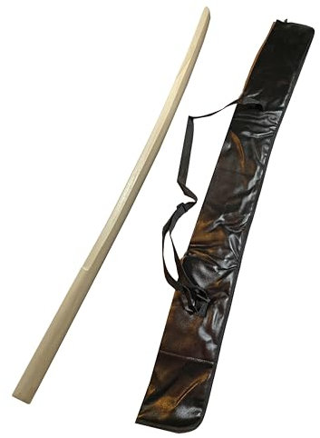 TEKKA BUDO Set Bokken Weißeiche mit Waffentasche - 101 cm mit Tsuba - Japanisches Holzschwert hell - Trainingsschwert Aikido Kobudo Kampfsport