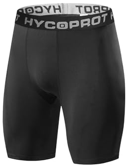 HYCOPROT 1 or 3 Pack Mens Compression Shorts Spandex Sports Underwear Athletic Performance Base Layer Shorts Quick-Drying Tights Leggings Workout Running Active （Black, L）