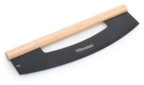Forneza Tagliapizza con manico in legno pregiato, coltello per pizza in acciaio inox, tagliapizza e manico in legno