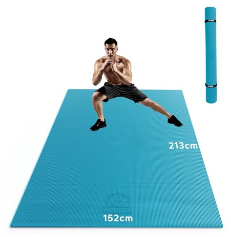 HAPBEAR Tappetino da yoga extra grande, 213 cm x 152 cm x 8 mm, antiscivolo, in PVC, per ginnastica, fitness, adatto alle scarpe