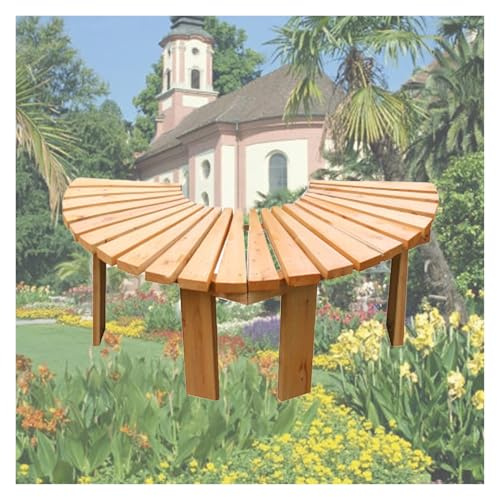 Genérico Banco De Árbol Curvo, Asiento Semicircular De Madera For Exteriores, Superficie Lisa, For Patio, Terraza, Jardín, Balcón.(Color 2)