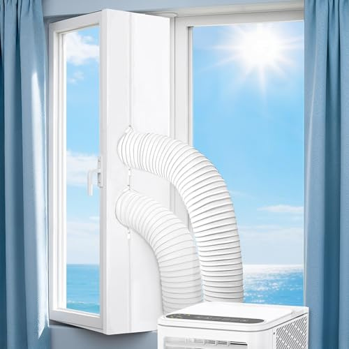 Kit Guarnizione per Finestra per Condizionatore Portatile 500cm, Tenuta Universale per Aria Condizionata con Doppia Cerniera e Chiusura a Strappo, Adatto per Climatizzatori Mobili