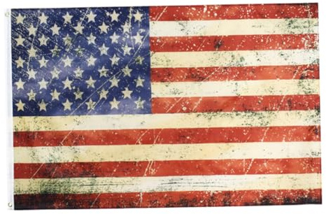 VANZACK Bandiera in Stile Poliestere Vintage Americana e 90x150cm in Leggera Portatile Anticato Patriottico per Decorazione Casa e Giardino