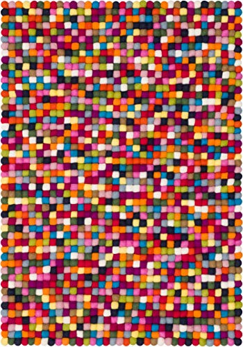 myfelt Lotte Filzkugelteppich — 30 x 50 cm, rechteckig , ideal für Schlaf-, Wohn-, Kinderzimmer, Flur & Bad