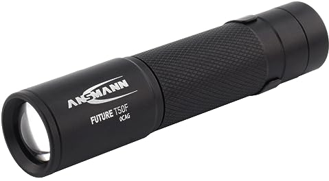 ANSMANN FUTURE T50F Professionelle LED Taschenlampe in schwarz - Helle & kleine Outdoor Lampe mit stufenloser Fokussierung & Clip - ideal für Camping Outdoor Licht Arbeitsleuchte Handlampe - 60 Lumen