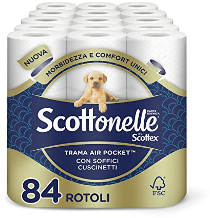 Scottonelle Carta Igienica, Morbida e Resistente, Dermatologicamente testata, 84 Rotoli