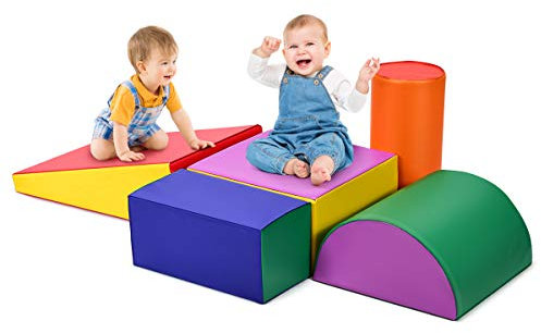 GOPLUS Set Attività per Arrampicarsi, Giocattoli Gradini in Schiuma Morbida, 5 Blocchi per Bambini, di Diversi Colori e Forme, Gioco Educativo di Costruzioni, Multicolore