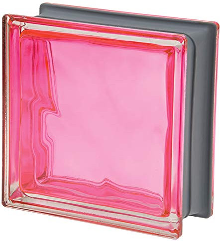 Bloque de Vidrio Metalizado Magenta Ondulado , 19 X 19 X 8 Cm